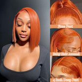 13x4 Ginger Orange Color 350# Straight Hair Bob Wigs Human Hair - 14A